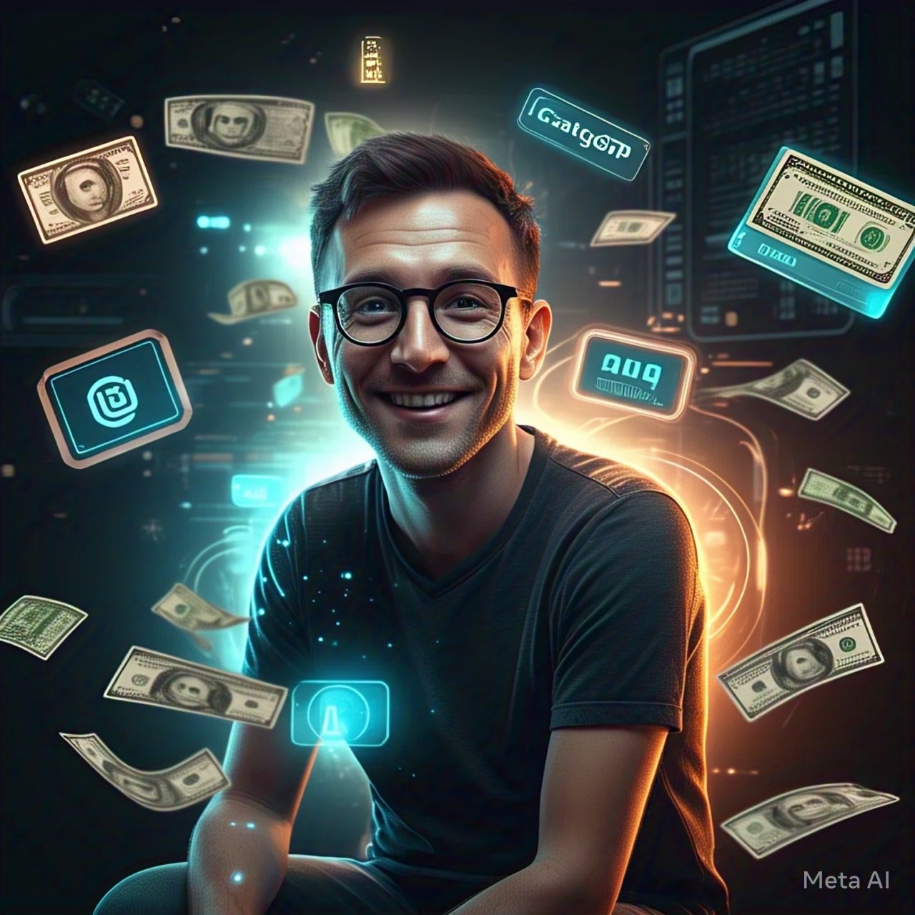 Digital entrepreneur using artificial intelligence platforms to generate online income